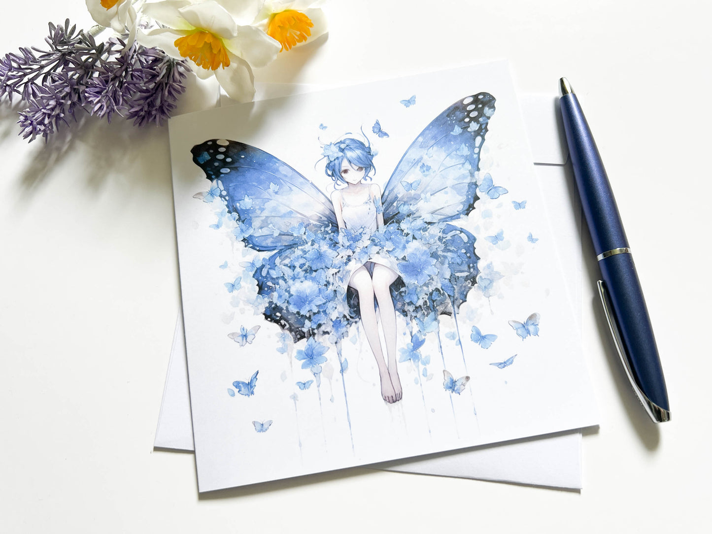 Blue Butterfly Fairy Greetings Card