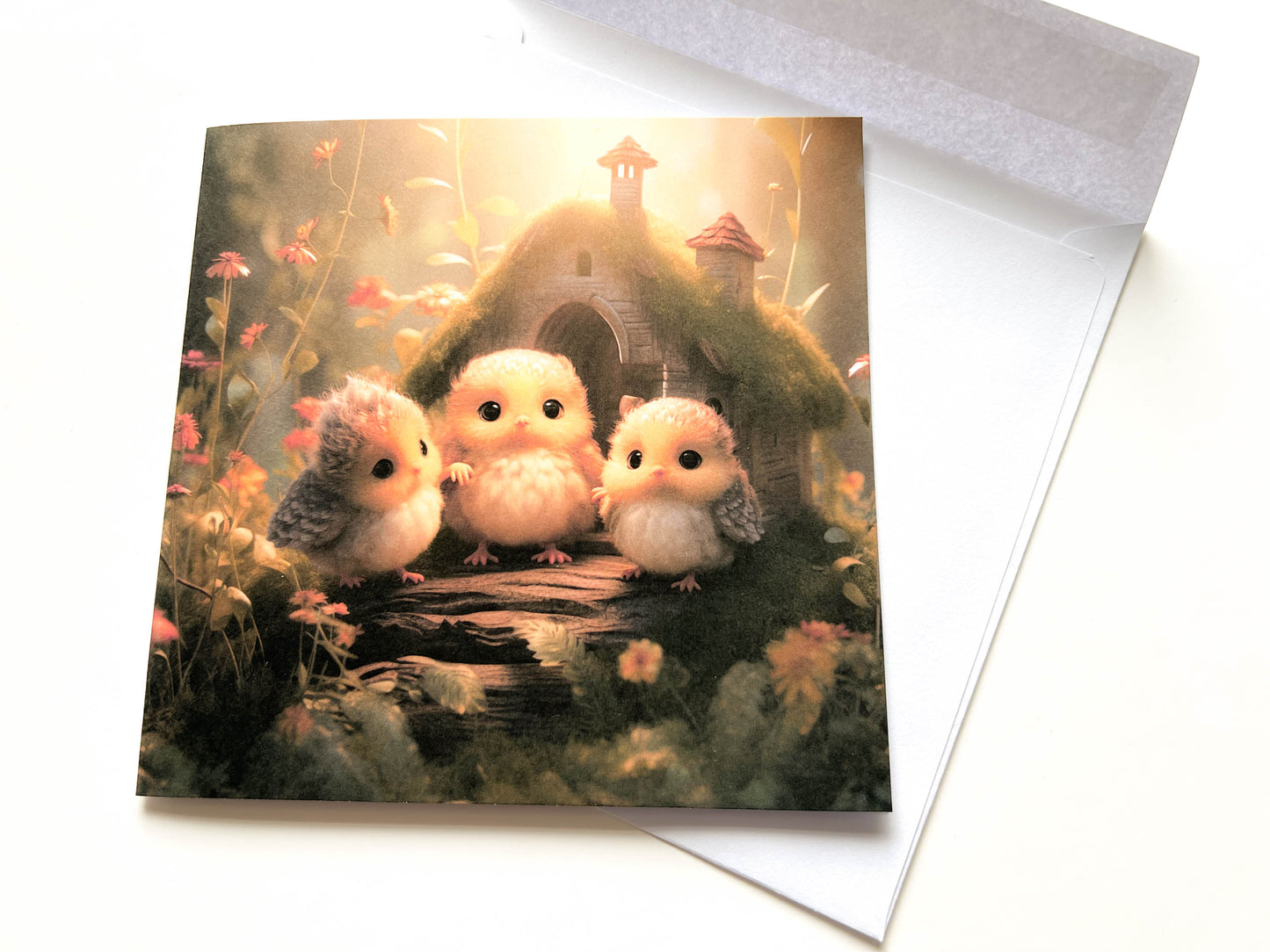 Cute Chicks Woodland Animals Greetings Card & Bookmark