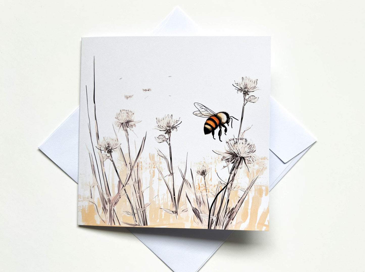 Bee in a garden Art style Greetings Card