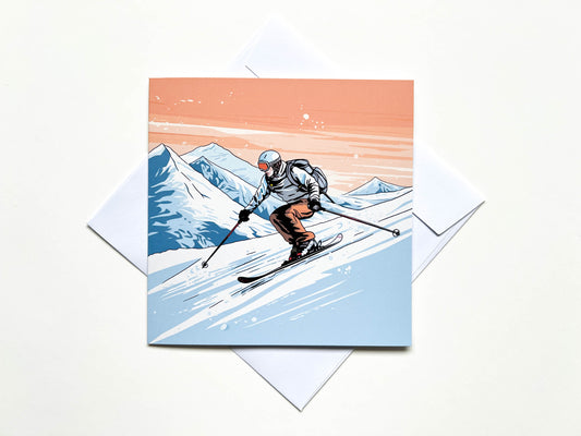 Skiing Art style Greetings Card