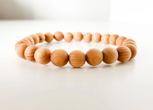 Cedar wood bracelet - stretch - essential oil diffuser jewellery