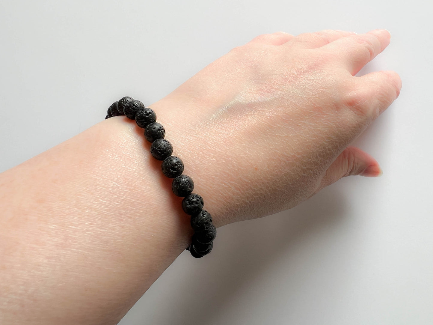 Black Lava stone bead bracelet - stretch - essential oil diffuser jewellery