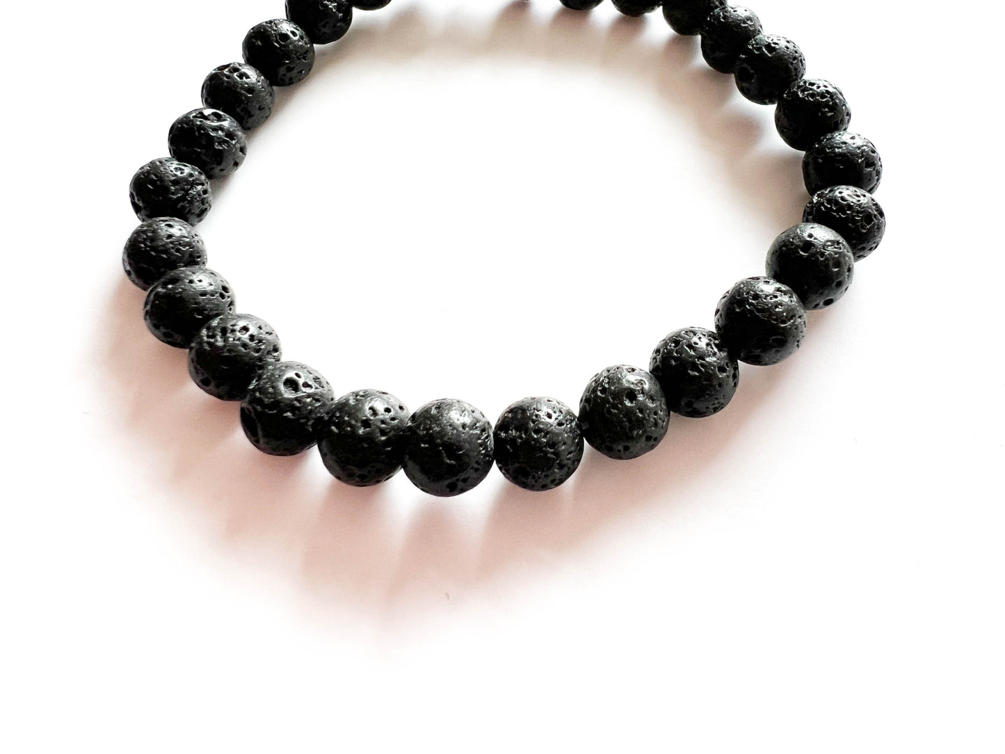 Black Lava stone bead bracelet - stretch - essential oil diffuser jewellery