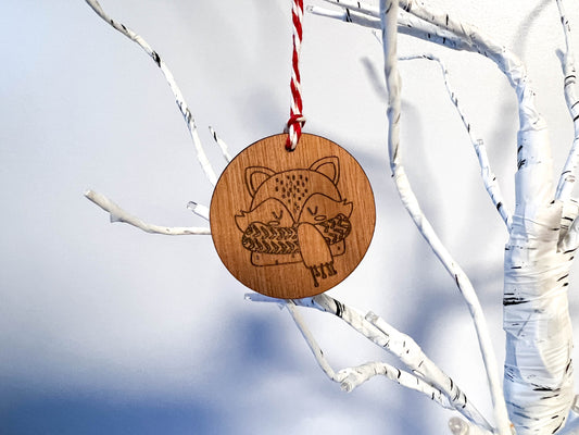 Fox - Wooden Christmas hanging tree ornament