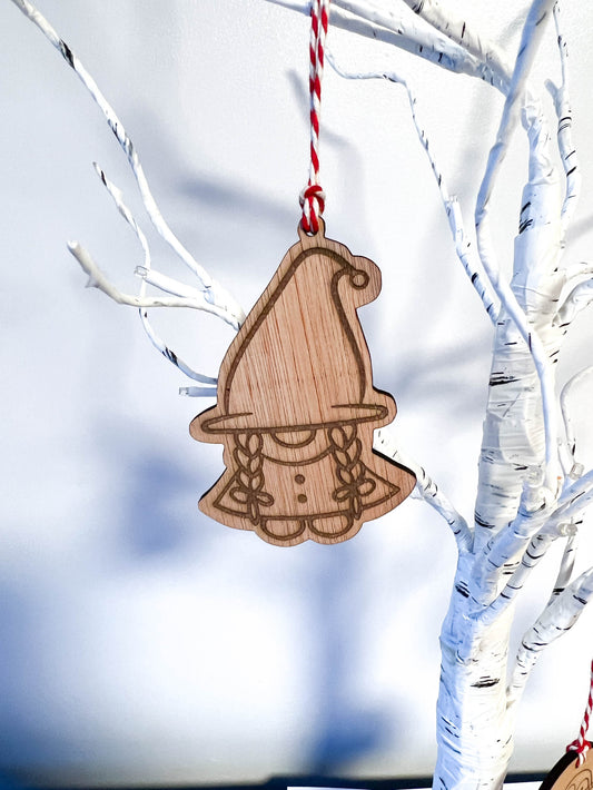 Wooden Gonk - Christmas gnome Hanging tree ornament