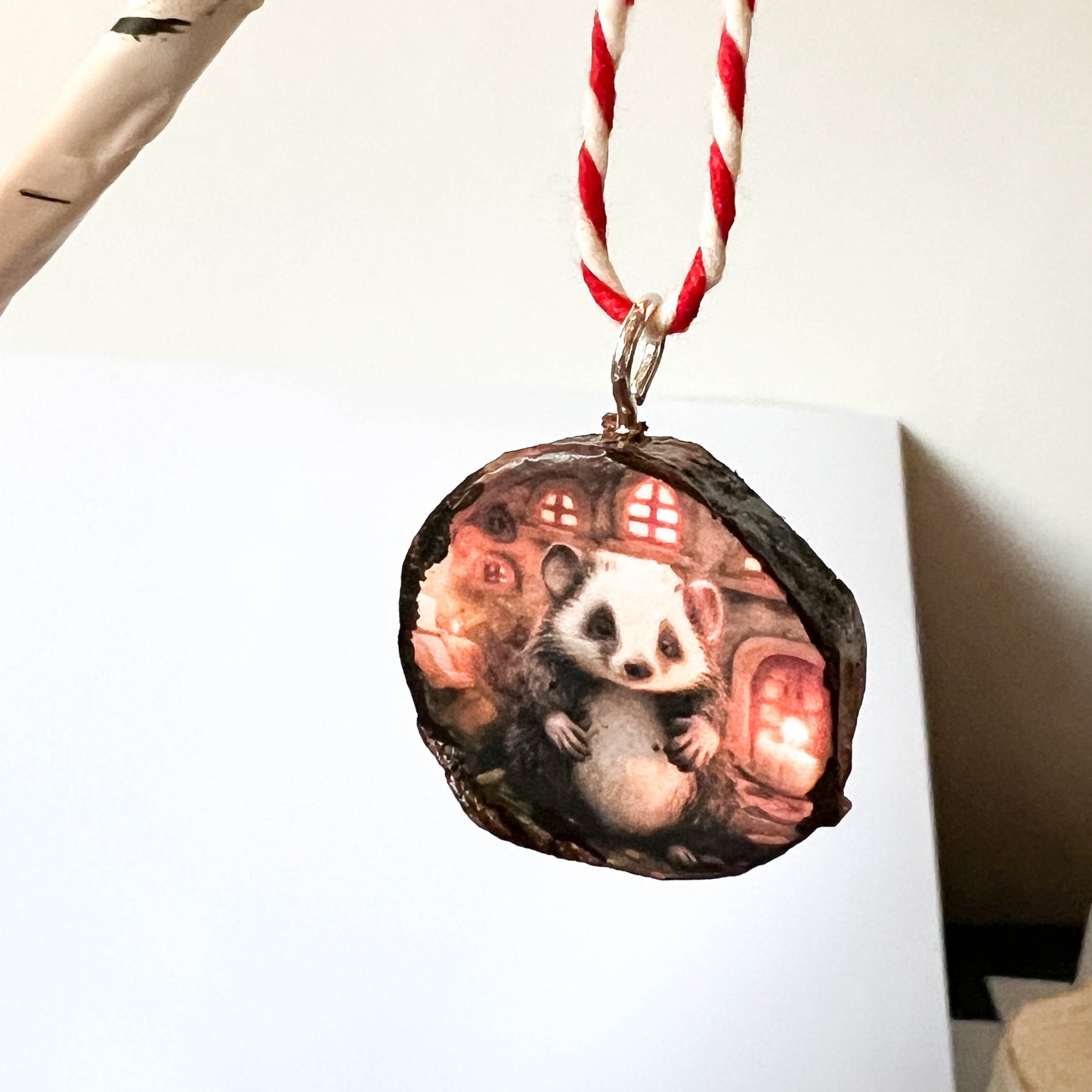 Woodland Badger - Wooden Christmas hanging tree ornament Diffuser
